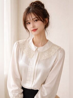 Vintage Notations Cream Satin Top